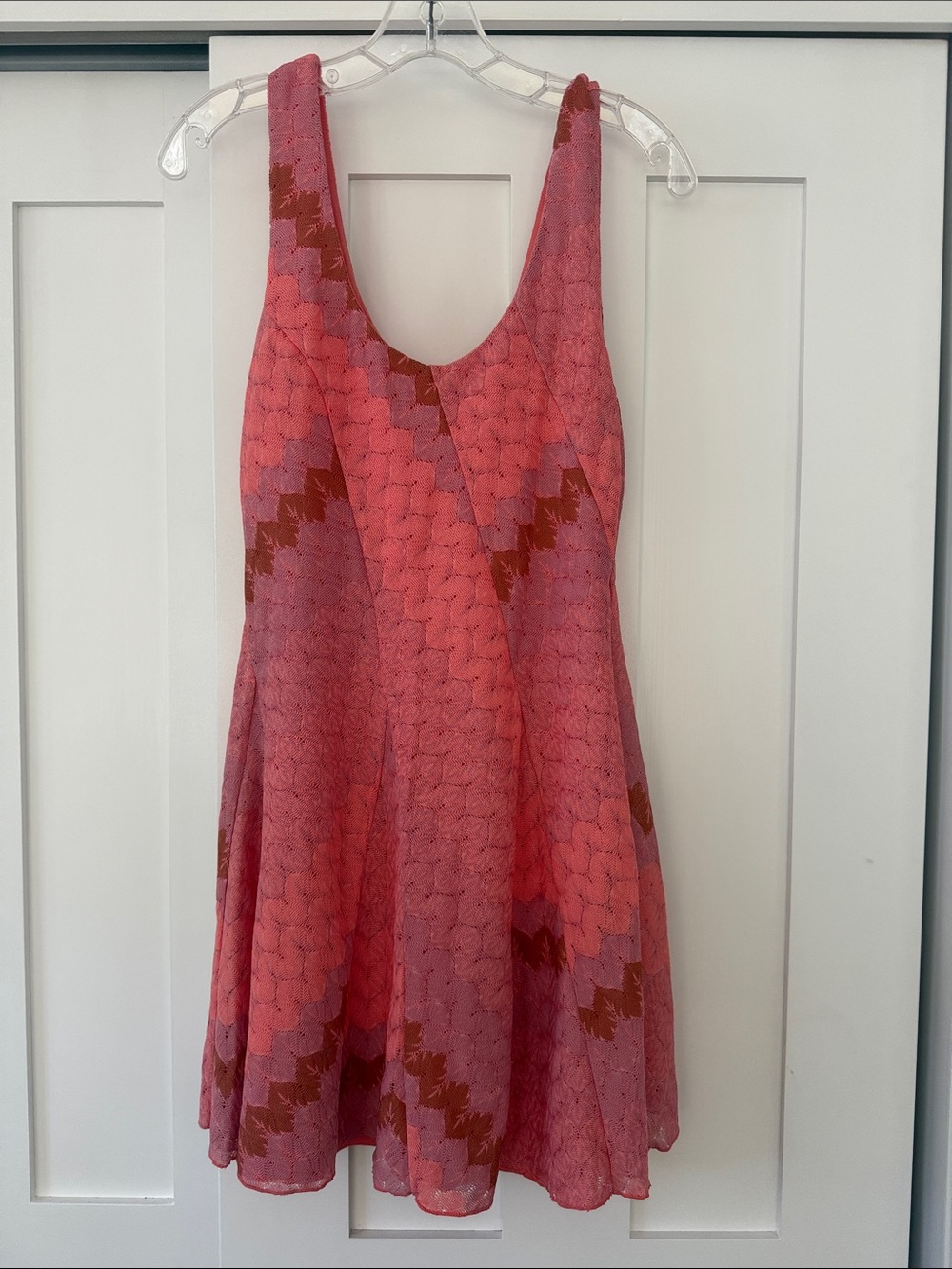 Free People Pink and Brown Patterned Sleeveless Mini Dress